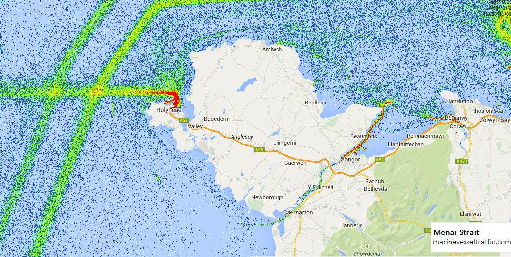 Live Marine Traffic, Density Map and Current Position of ships in MENAI STRAIT